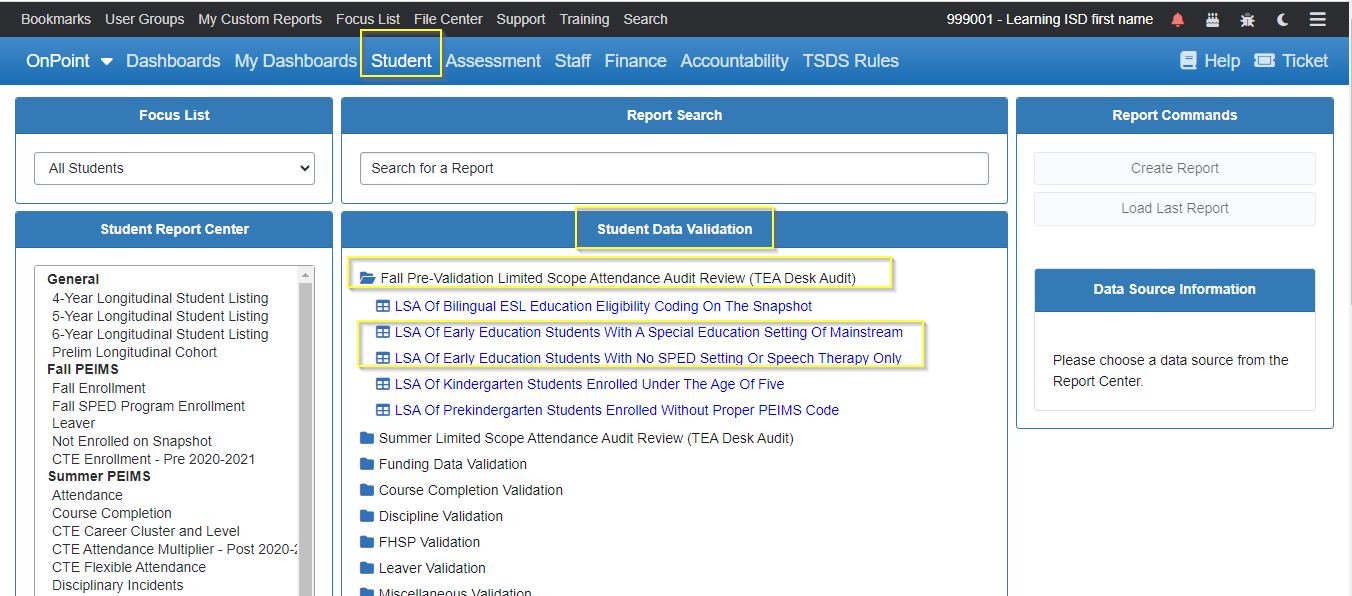 Special Ed Student Data Review Student Data Validation Reports Special Ed Student Data Review Student Data Validation Reports