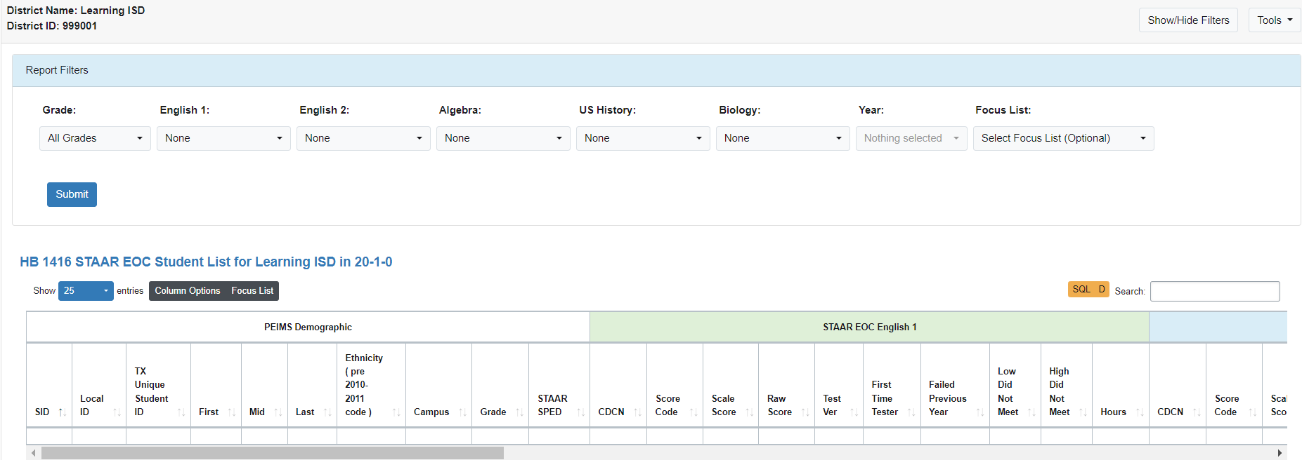 HB 1416 EOC Student List OnDataSuite Knowledgebase