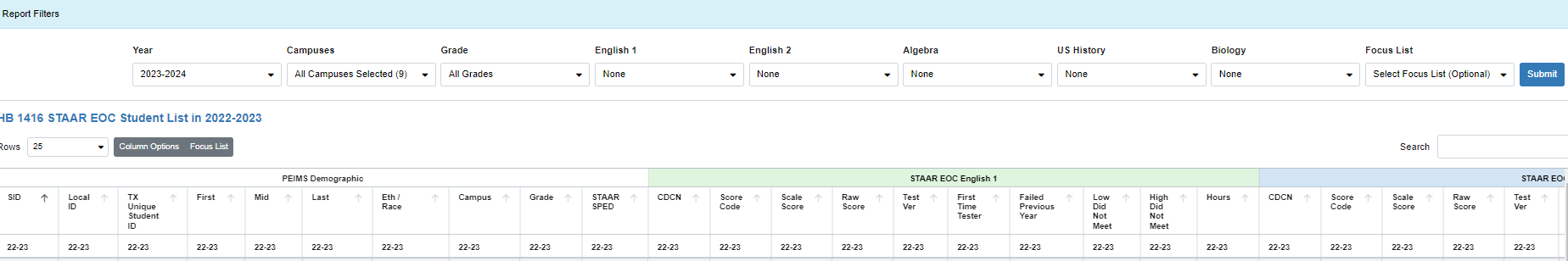 HB 1416 EOC Student List – OnDataSuite – Knowledgebase